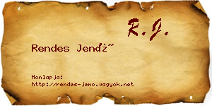 Rendes Jenő névjegykártya